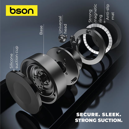 BSON ULTRA SUCTION PHONE HOLDER -STRONG MAGSAFE MAGNETIC MOUNT,360*ROTATION ,VACCUM ABSORBTION COMPATIBLE FOR ALL SMART PHONES 360 DEGREE ROTATION METAL MATERIAL ONE HAND OPERTION
