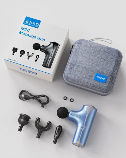 RENPHO Handheld Portable Electric Body Massager，Deep Tissue Percussion Muscle Massage Gun for Athletes with 5 Speeds, Ultra Small & Quiet Massagers for Home Office Gym Blue