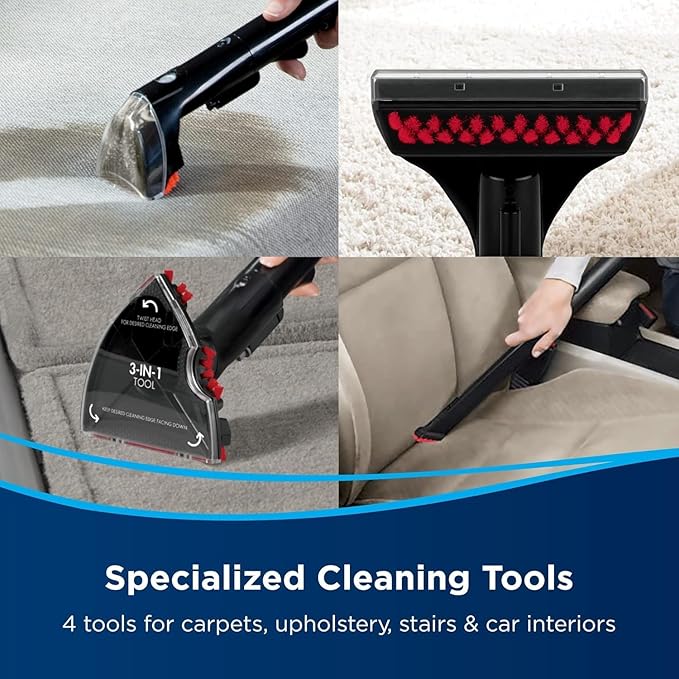 Bissell | multiclean spot & stain portable carpet cleaner (4720e), permanently removes tough stains, easy to use on multi surfaces: sofa, car