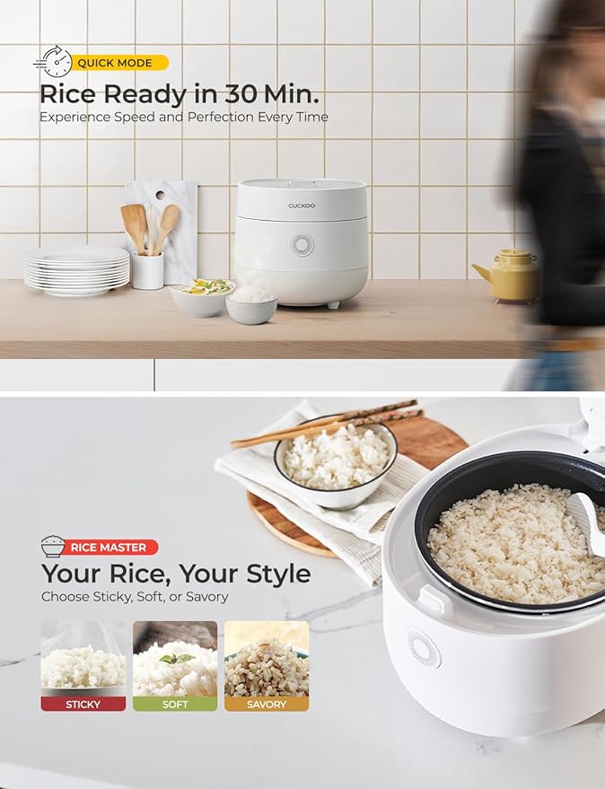 CUCKOO CR-0675F Micom Rice Cooker 6-Cup (1.08L), 13 Cooking Functions: White Rice, Brown Rice, Quinoa, Oatmeal & More | Touch Screen | Nonstick Inner Pot | Smart Cooking | Korean Technology – White