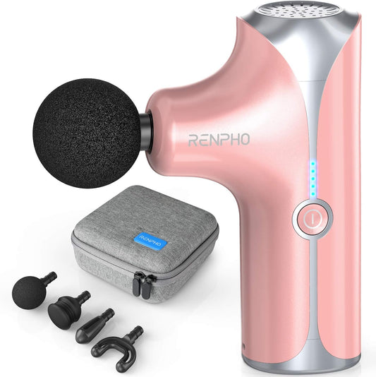 RENPHO Handheld Portable Electric Body Massager，Deep Tissue Percussion Muscle Massage Gun for Athletes with 5 Speeds, Ultra Small & Quiet Massagers for Home Office Gym Pink