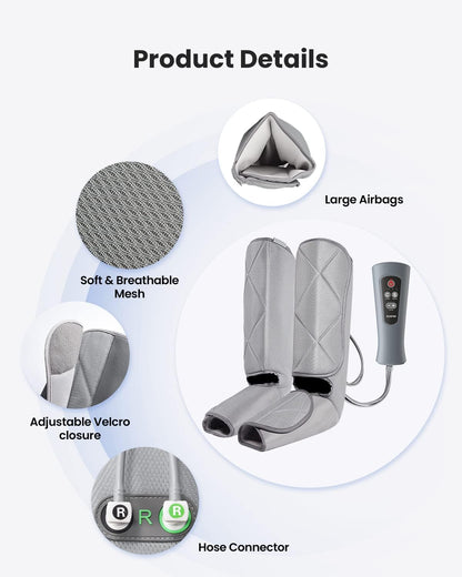 RENPHO Leg Massager for Circulation and Relaxation, Foot and Calf Massager Machine with 5 Modes 4 Intensities
