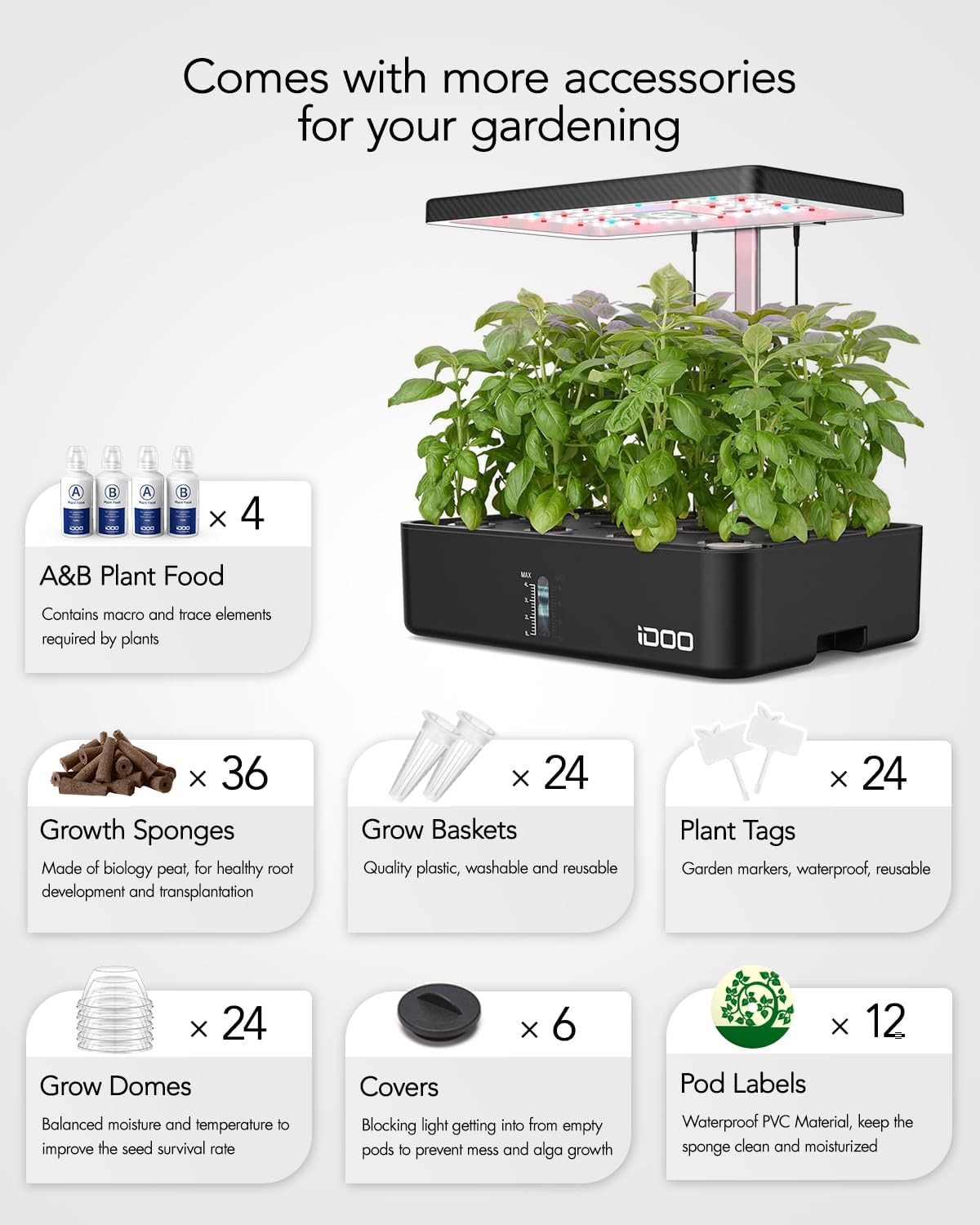 12Pods Indoor Herb Garden Kit, Hydroponics Growing System with LED Grow Light, Smart Garden Planter for Home Kitchen, Automatic Timer Germination Kit, Height Adjustable