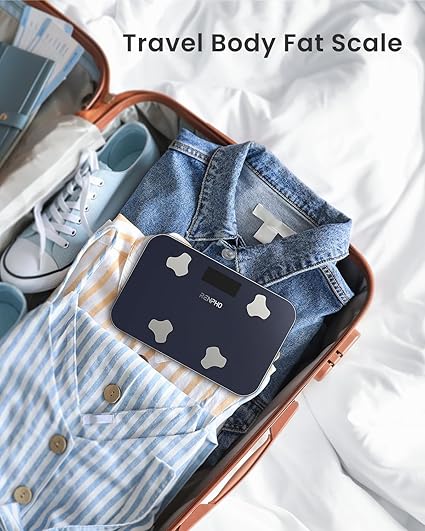 RENPHO Travel Scale for Body Weight, Mini Bathroom Scale for Body Fat, Portable Elis Go Weight Scale for Traveling, 13 Body Composition Analyzer Sync with App