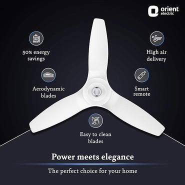 Orient Electric Aeroquiet Energy Efficient BLDC Motor with Remote 1200mm Ceiling Fan