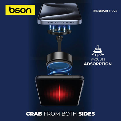 BSON ULTRA SUCTION PHONE HOLDER -STRONG MAGSAFE MAGNETIC MOUNT,360*ROTATION ,VACCUM ABSORBTION COMPATIBLE FOR ALL SMART PHONES 360 DEGREE ROTATION METAL MATERIAL ONE HAND OPERTION