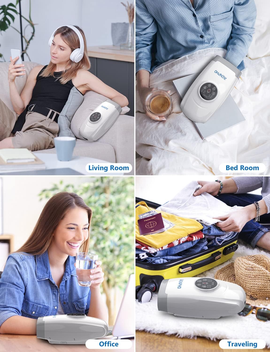 RENPHO Hand Massager with Heat, Cordless Hand Massager Machine with 6 Levels of Massage and Intensity Compression for Palm Wrist Finger Numbness Fatigue Soreness Relief