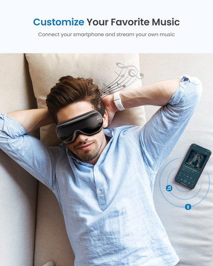 RENPHO Eye Massager with Heat & Bluetooth Music, Rechargeable Eye Care Machine with 5 Modes Black