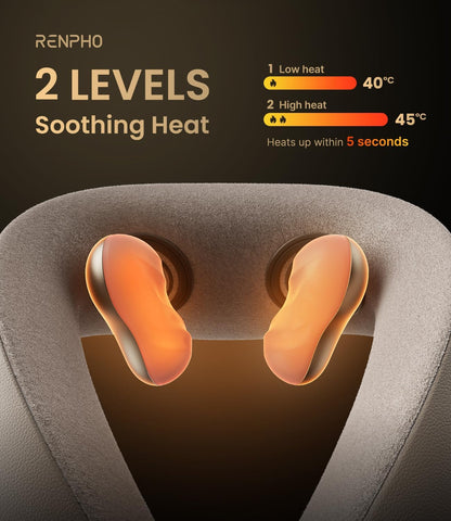 RENPHO Neck Massager with Heat [2025 Upgraded], 6D Cordless Neck Massager for Pain Relief Deep Tissue, Kneading Neck Massage, Portable Heated Neck Massager, Gifts for Women Men Mom Dad