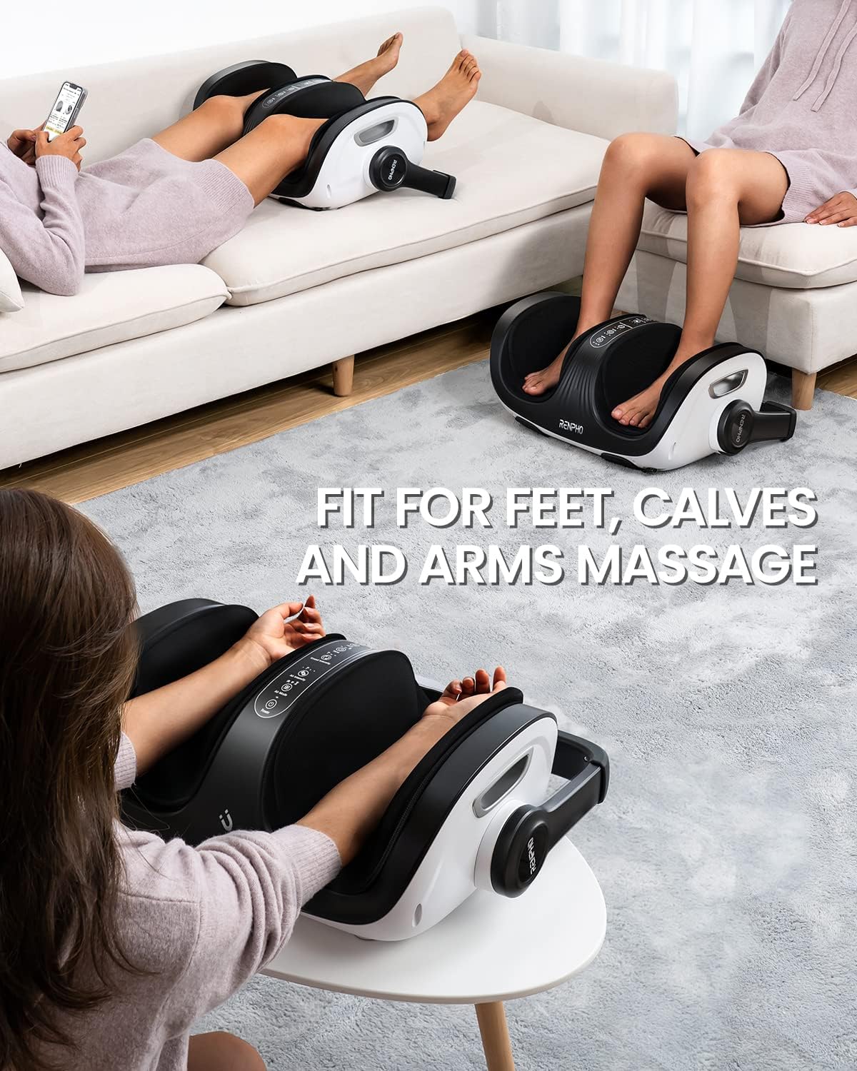 RENPHO Foot Massager Machine, Shiatsu Foot and Calf Massager with Heat and Remote, Deep Kneading and Rolling Calf and Leg Massage with Handle, Fits up to US Men Feet Size 14, for Home and Office