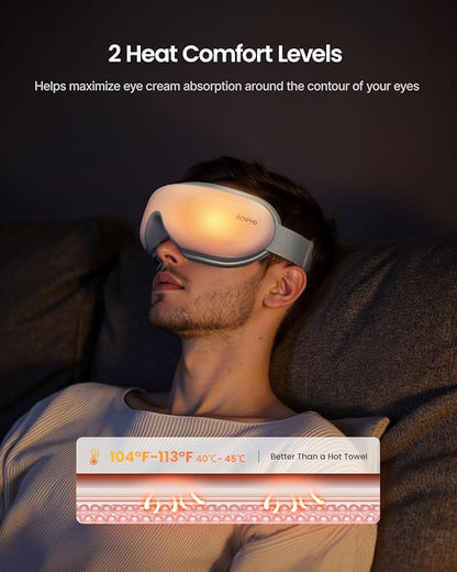 RENPHO Eye Massager with Heat & Bluetooth Music, Rechargeable Eye Care Machine with 5 Modes With Remote