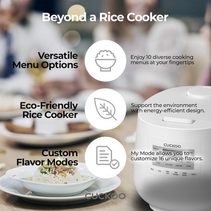 CUCKOO CR-0641F Micom Rice Cooker Warmer | 6-Cup Uncooked |12-Cup Cooked (1.08L) | 11 Menu Modes with Fuzzy Logic | Nonstick Inner Pot | Auto Clean Function | Smart Cooking | Korean Technology | White