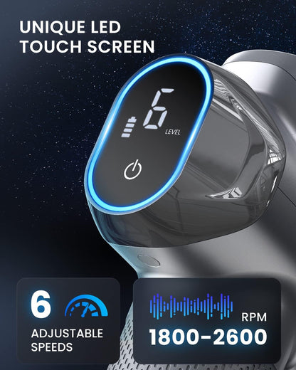 RENPHO R3 Power Upgrade Massage Gun Deep Tissue, 2022 New Percussion Muscle Massage Gun for Athletes, Powerful Portable Electric Handheld Deep Tissue Massager Gun, LED Touch Display, Grey