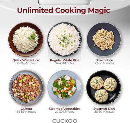 CUCKOO CR-0641F Micom Rice Cooker Warmer | 6-Cup Uncooked |12-Cup Cooked (1.08L) | 11 Menu Modes with Fuzzy Logic | Nonstick Inner Pot | Auto Clean Function | Smart Cooking | Korean Technology | White