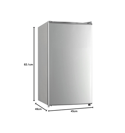 AKAI RFMA-K140S 140L Gross/ 90L Net Single Door Refrigerator — Tropical Climate Rated, Reversible Door, Silver | Staff Accommodation, Labour Camps & Offices