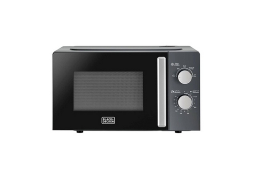 BLACK+DECKER MZ2015-B5 Microwave Oven, 20L, 700W, Rotary Dial Control, Chrome Finish, Black