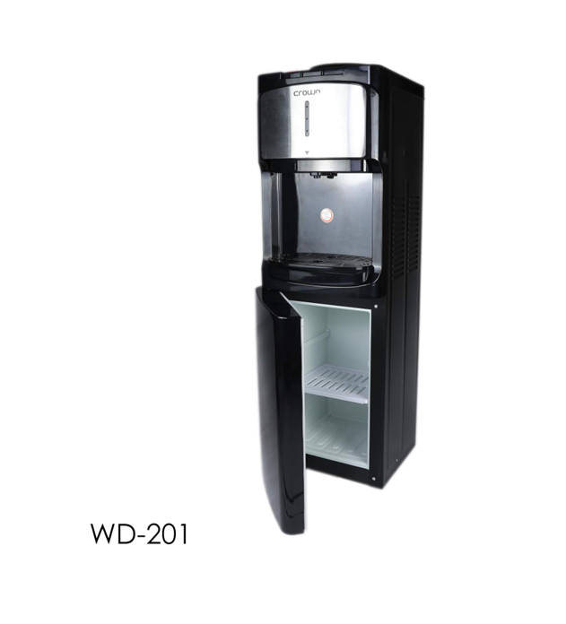 Crownline WD-201 Top Loading Water Dispenser with Hot, Cold & Normal Water, 16L Storage Cabinet & Child Lock — Tropical Climate Rated