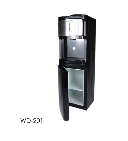 Crownline WD-201 Top Loading Water Dispenser with Hot, Cold & Normal Water, 16L Storage Cabinet & Child Lock — Tropical Climate Rated