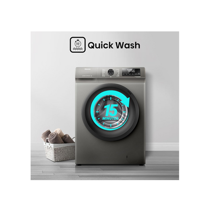 Hisense WFQP7012T 7kg Front Load Washing Machine, Slim Drum, Inverter Motor, 1200 RPM, Steam Care — Titanium Grey