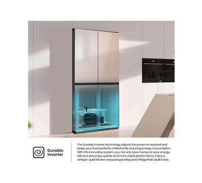 Hisense RQ5G470SBK3 Cross Door American Fridge Freezer, 457L, My Fresh Choice, Dual-Tech Cooling, Khaki Glass