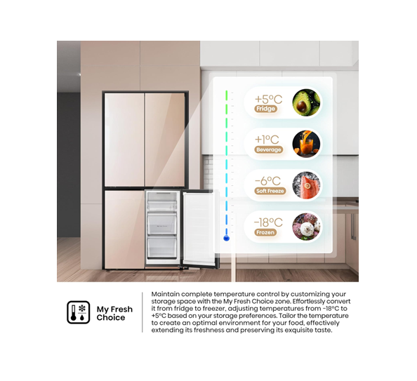 Hisense RQ5G470SBK3 Cross Door American Fridge Freezer, 457L, My Fresh Choice, Dual-Tech Cooling, Khaki Glass