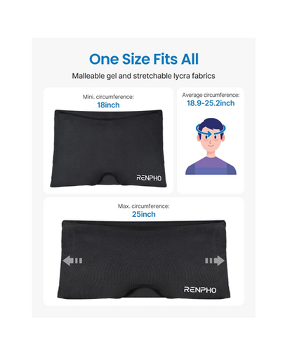RENPHO Ice Head Wrap, Hot & Cold Gel Therapy Cap, 360° Coverage, Reusable — Black