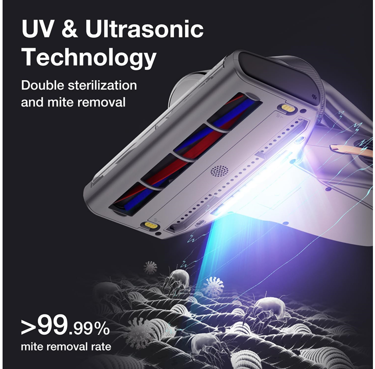 Jimmy BX7 Pro Mattress Vacuum Cleaner – 700W Powerful Handheld Anti-Mite Cleaner with UV-C, Ultrasonic, Heat Sterilization, Smart Dust Sensor – For Bed, Sofa & Upholstery (Grey)