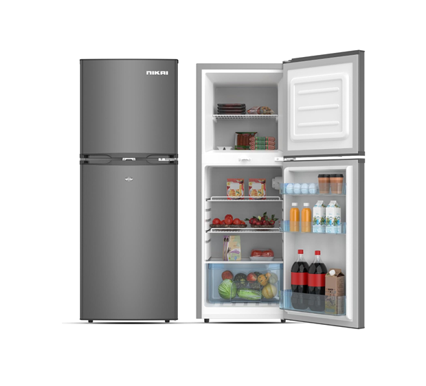 Nikai NRF190DN4S Double Door Refrigerator, 190L Gross/138L Net, Vegetable Crisper, Silver