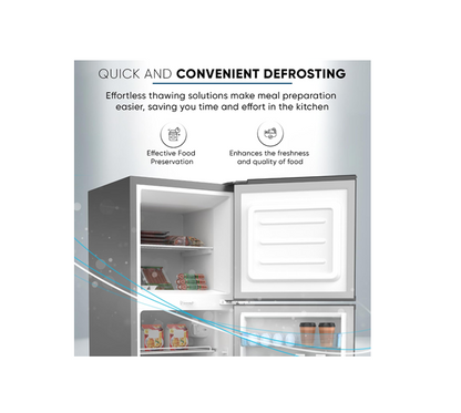 Nikai NRF190DN4S Double Door Refrigerator, 190L Gross/138L Net, Vegetable Crisper, Silver