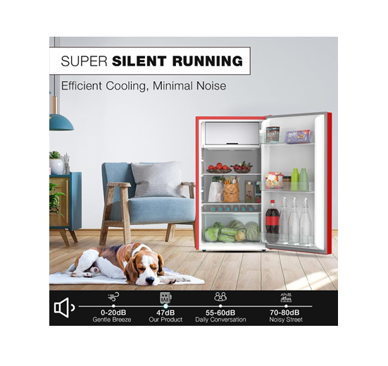 Nikai NRF140GR Single Door Mini Refrigerator, 140L Gross / 90L Net, Glass Finish, Chiller Compartment, 2L Bottle Holder — Red
