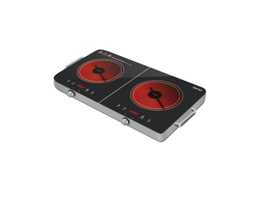 Prestige PR81536 Double Infrared Cooktop, 2800W, Crystal Glass Plate, Touch & Knob Control, 10 Power Levels