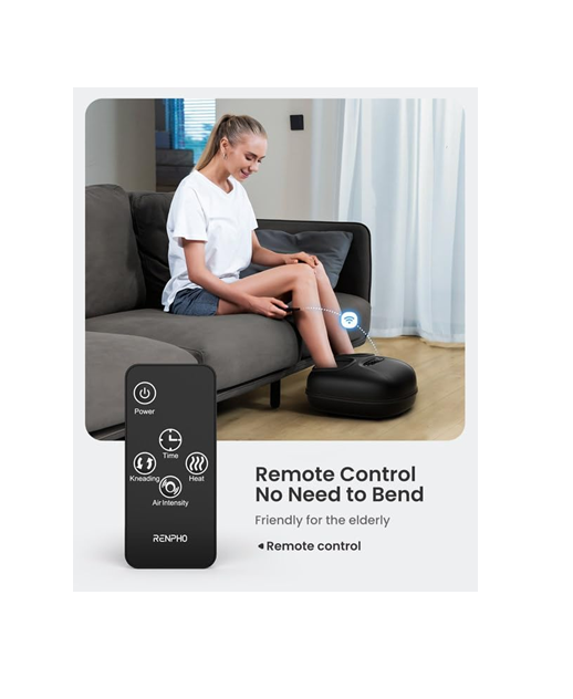 RENPHO Portable Shiatsu Foot Massager with Heat, 3D Kneading & Air Compression, Remote Control