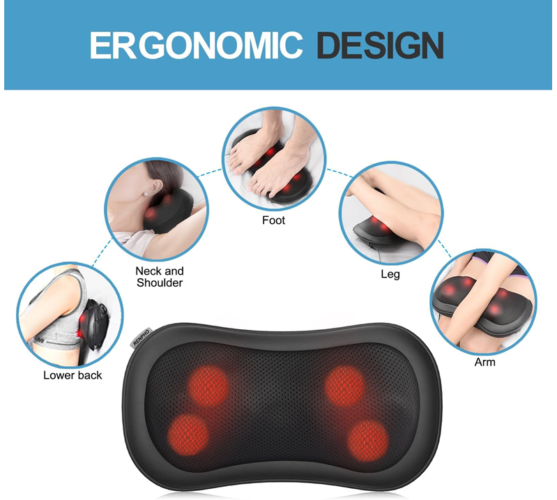 RENPHO Back Massager/ Pillow With Heat RF-NM067-BK, Black