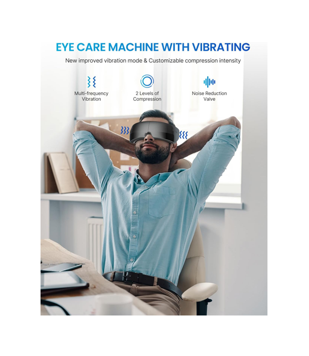 RENPHO True View Eye & Temple Massager, 5 Modes, Heat, Bluetooth, Rechargeable, Foldable — Grey