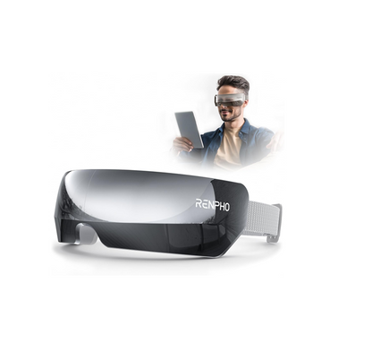 RENPHO True View Eye & Temple Massager, 5 Modes, Heat, Bluetooth, Rechargeable, Foldable — Grey