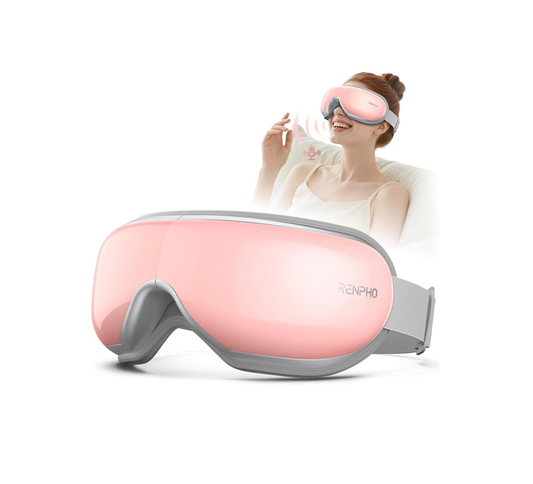 RENPHO Eye Massager with Heat & Bluetooth, 5 Modes, Rechargeable, Foldable — Pink