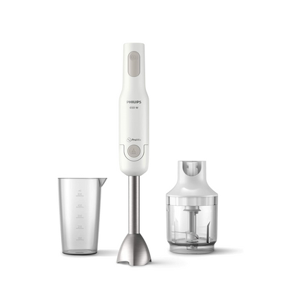 Philips Daily Collection Pro Mix Hand Blender - 650W, with Compact Chopper, Anti-Splash - HR2535/01 White