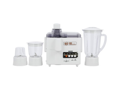 Geepas 650W 4-in-1 Food Processor- GSB6147, with Transparent Plastic Jar with Stainless Steel Blades for Blending, Mincing and Milling Function