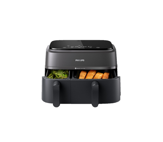 Philips Dual Basket Air Fryer 3000 Series - 2750W, 9L Capacity, 2 Basket Drawers, Touchscreen, Black - NA350/00