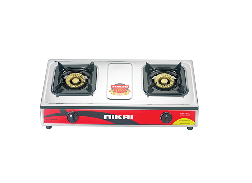 Nkai 2 Burner Gas Stove Stainless Steel Body, Auto- Auto Ignition NG942T