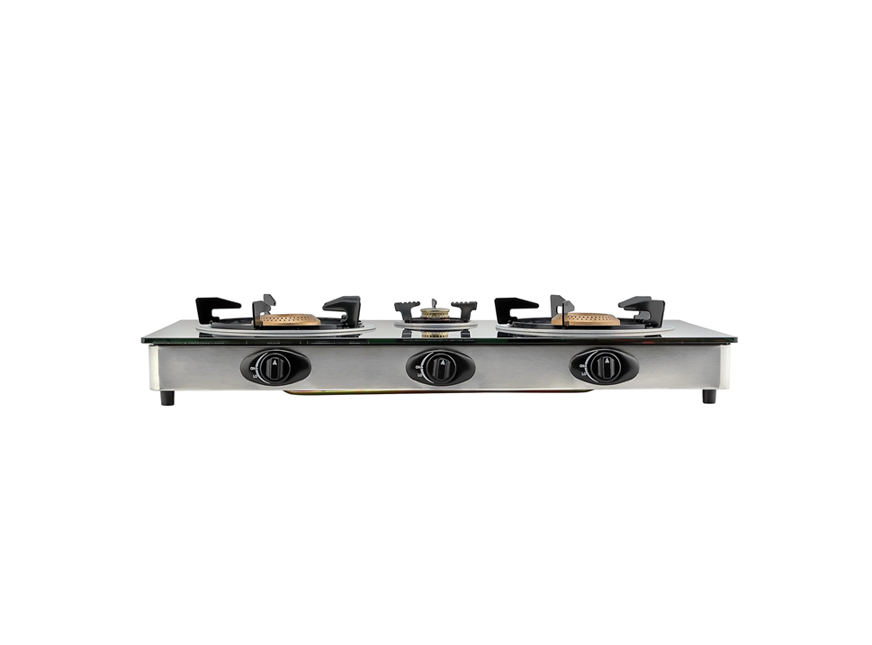 Geepas 3 Burner Gas Stove with Automatic Ignition and  Premium Glass Design, GGC31012