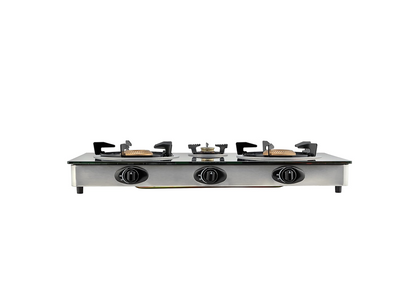 Geepas 3 Burner Gas Stove with Automatic Ignition and  Premium Glass Design, GGC31012