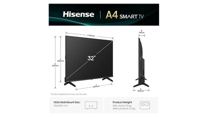 Hisense 32A4Q 32-Inch HD Smart LED TV with VIDAA OS, HDR10 & DTS Virtual:X | Black