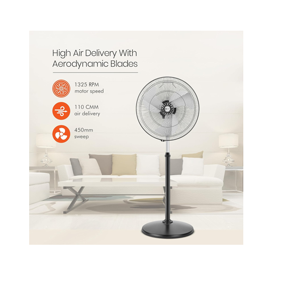 Orient Electric Tornado Pedestal Stand Fan, 18 Inch (450mm), Metal Blade, 3 Speed