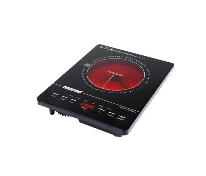 Geepas Single Infrared Cooker GIC33013, 2000 Watt Ceramic Hating Element, Digital Display