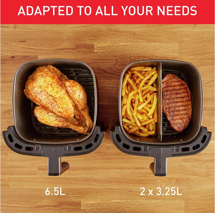 TEFAL Air Fryer Easy Fry & Grill Digital 2-in-1 XXL 6.5 Capacity 1830 W, Dual Cooking Air Fry  EY801D27