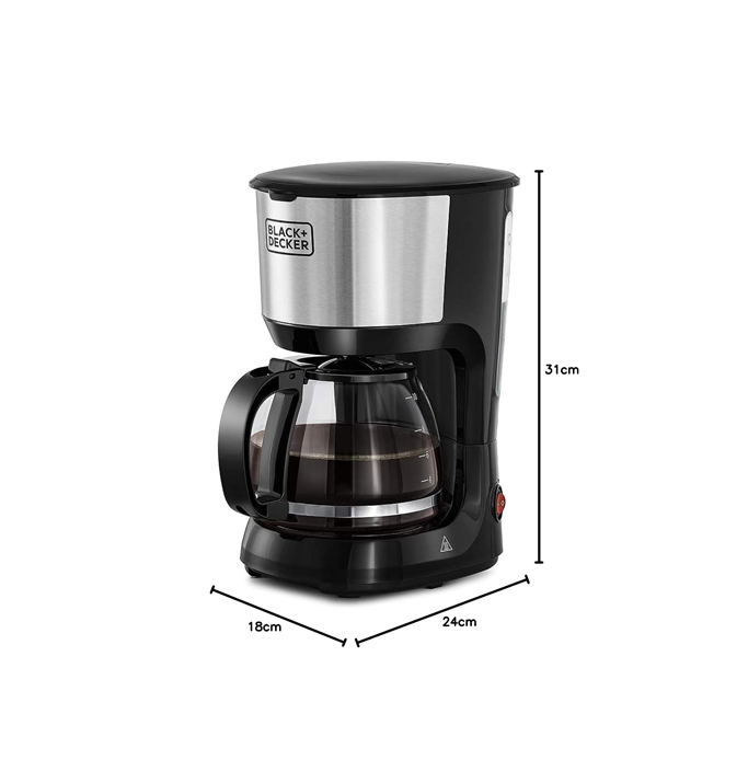 Black + Decker 750W 10 Cup Coffee Maker For Drip Coffee, Silver/Black - Dcm750S-B5