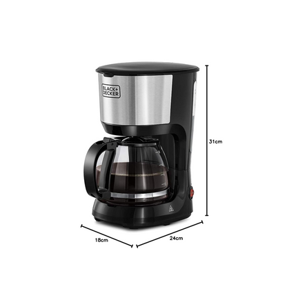 Black + Decker 750W 10 Cup Coffee Maker For Drip Coffee, Silver/Black - Dcm750S-B5