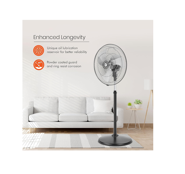 Orient Electric Tornado Pedestal Stand Fan, 18 Inch (450mm), Metal Blade, 3 Speed