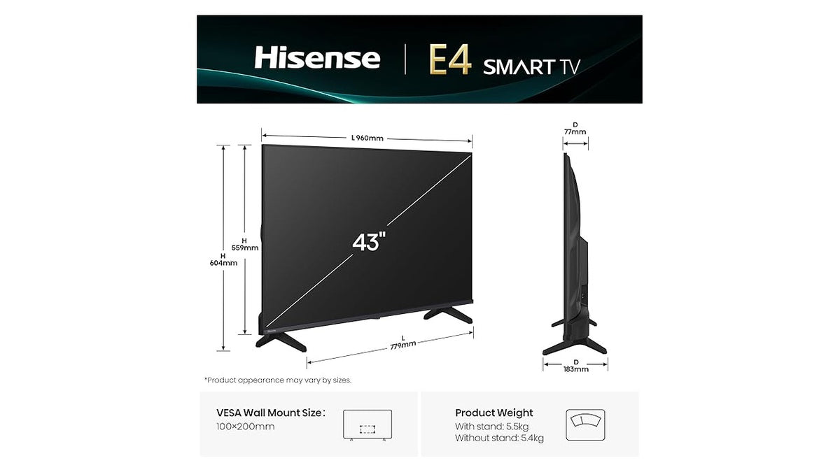 Hisense 43A4Q 43-Inch Full HD Smart LED TV with VIDAA OS, HDR10 & DTS Virtual:X | Black
